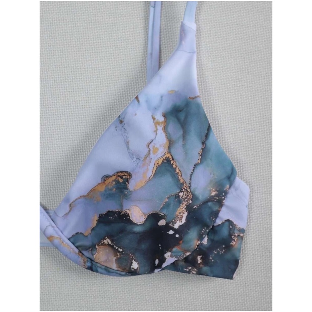 Boho Marble Print Cheeky Bottom Bikini Cover up Set - Picture 2 of 4